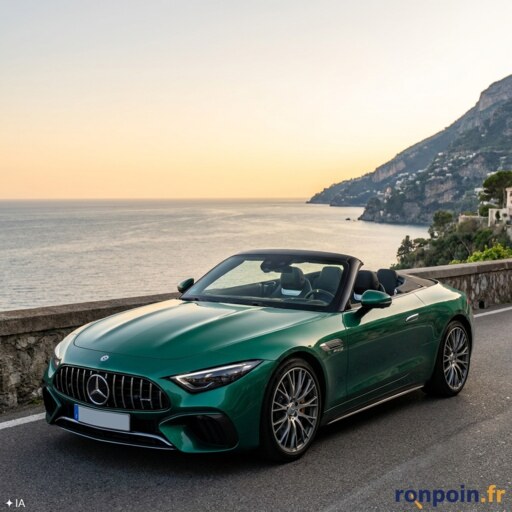Mercedes SL repérée sur Ronpoin.fr — illustration générée par IA